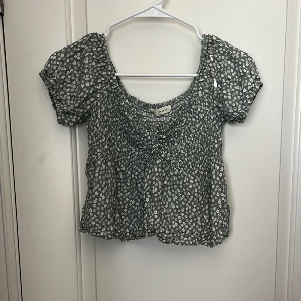 Pacsun Floral Sage Green Women's Top